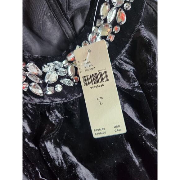 NWT Anthropologie The Somerset Embellished Velvet Halter Mini Dress Sz L #NC502 - Picture 9 of 11